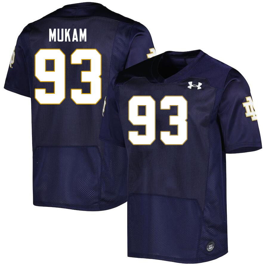 Men #93 Armel Mukam Notre Dame Fighting Irish College Football Jerseys Stitched Sale-Navy